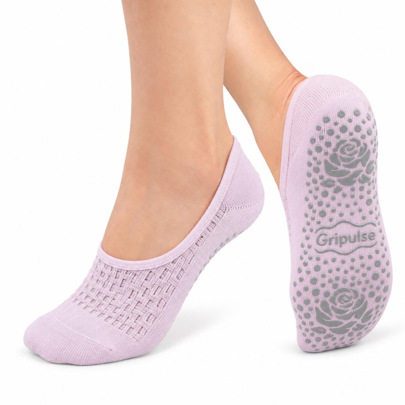 Pilates Socks for Women, Non Slip Grip Socks, Grippy Socks 1 Pack Purple